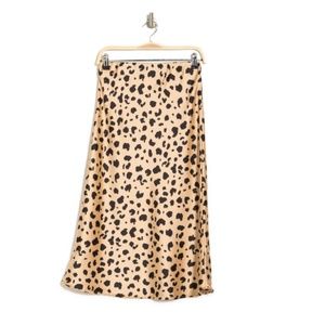Cheetah Print Satin Midi Skirt (LOVERS + FRIENDS)